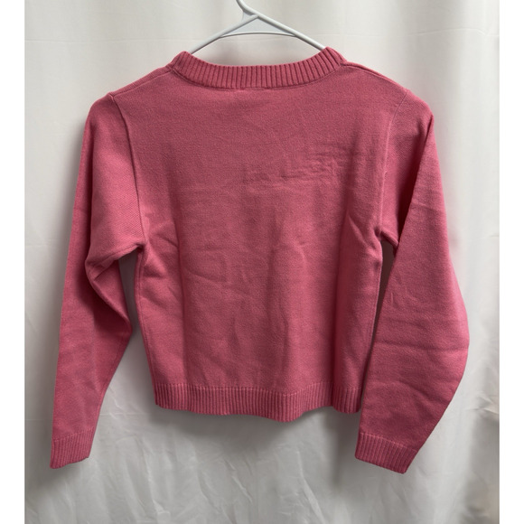 Zunie Girls Valentines Day Sweater Size Medium (7/8) Bright Pink "Love" - Picture 3 of 9